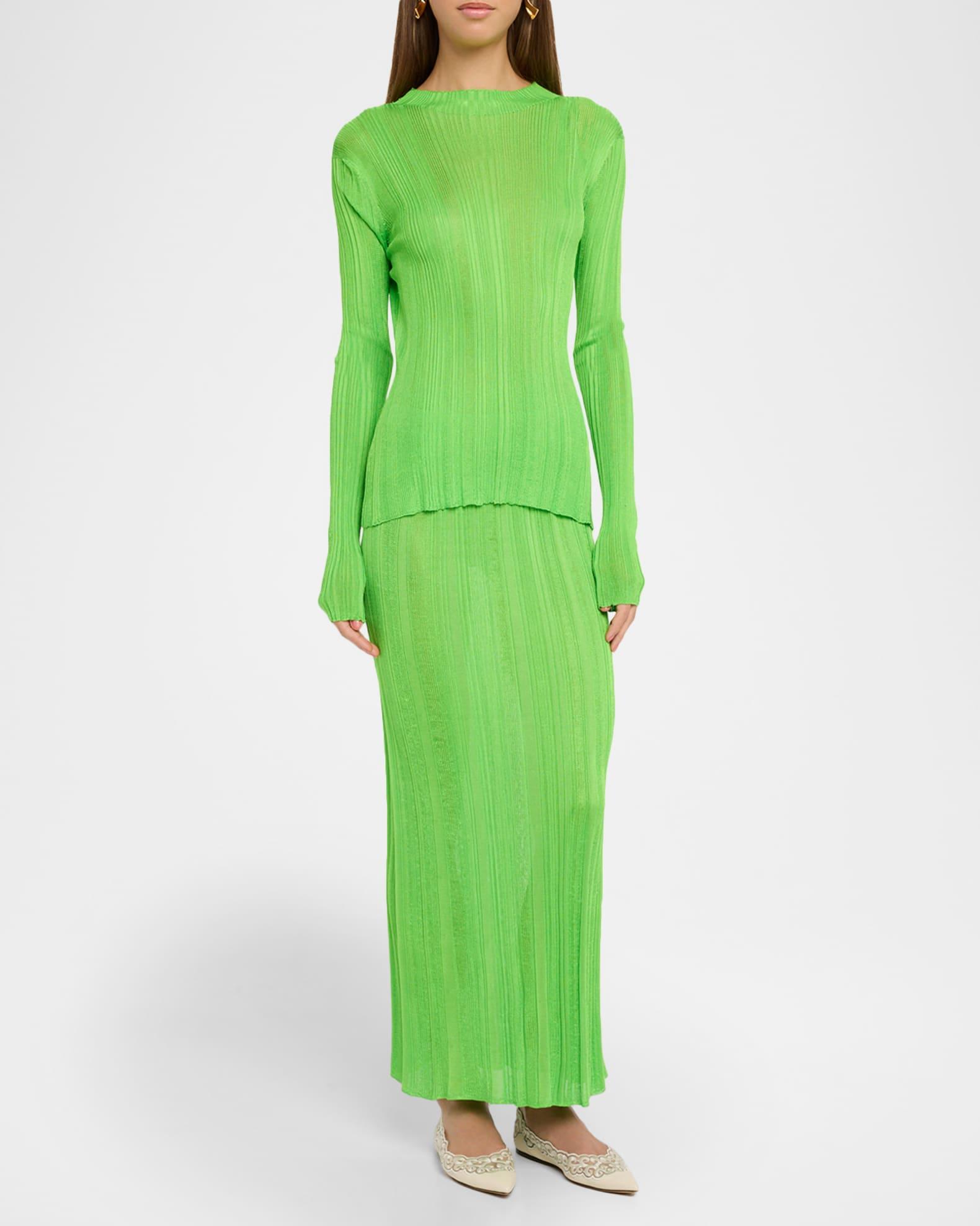 Daniella Plisse Silk Knit Maxi Skirt Product Image