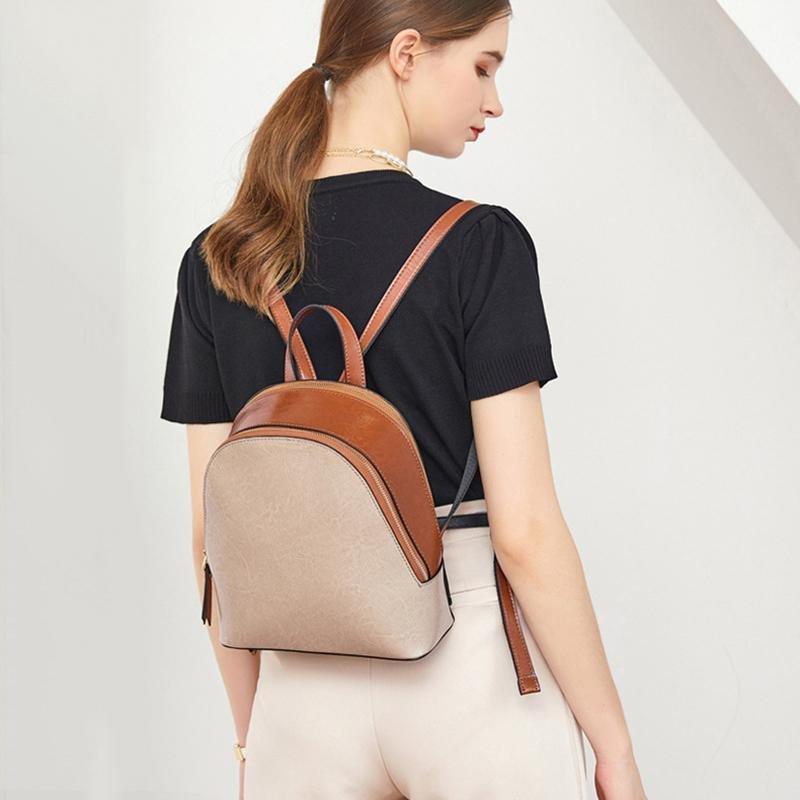 TAMIA Cowhide Leather Backpack ~ Black Product Image