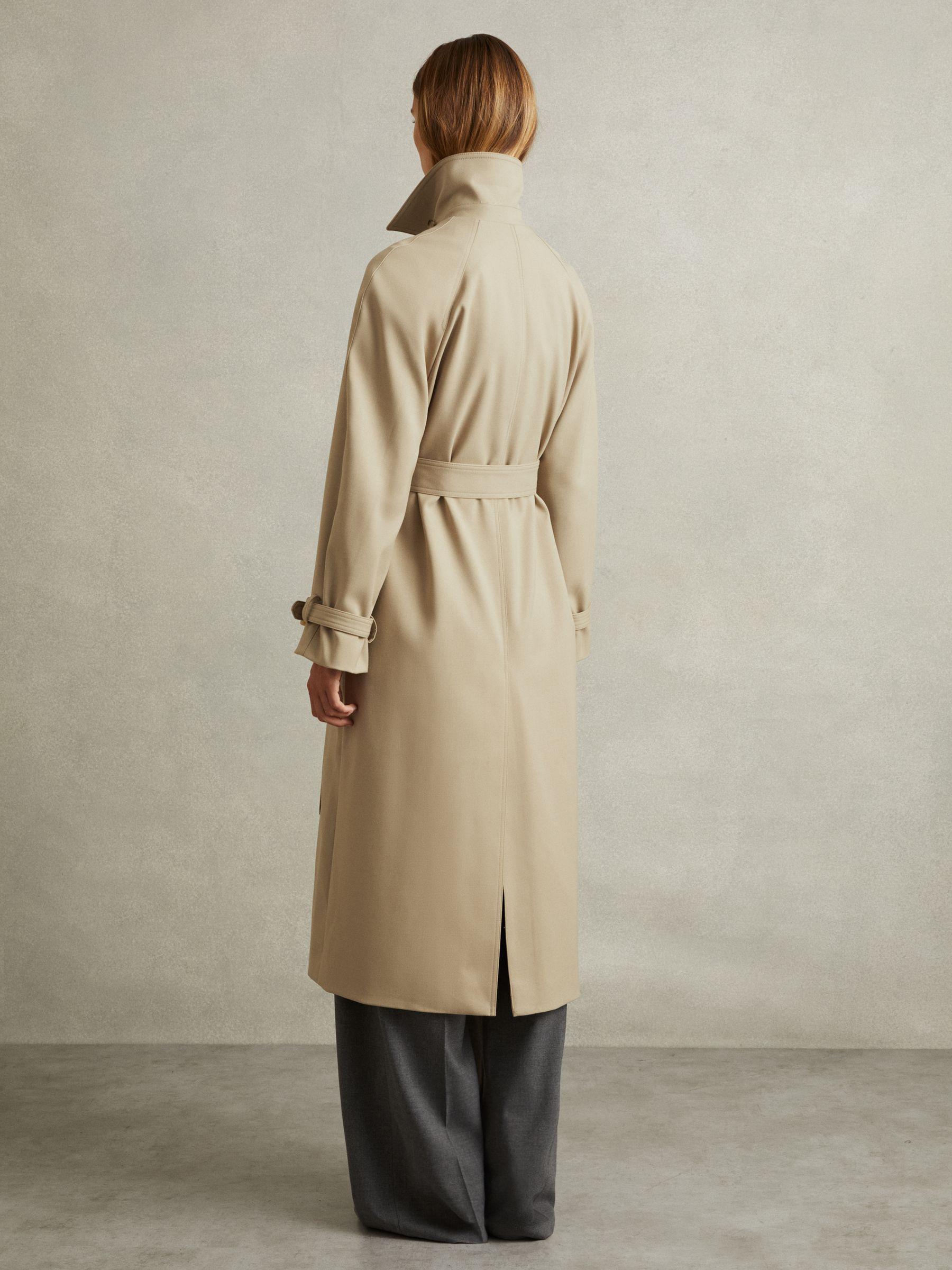 Darcie Khaki Double Breasted Belted Trench Coat Product Image