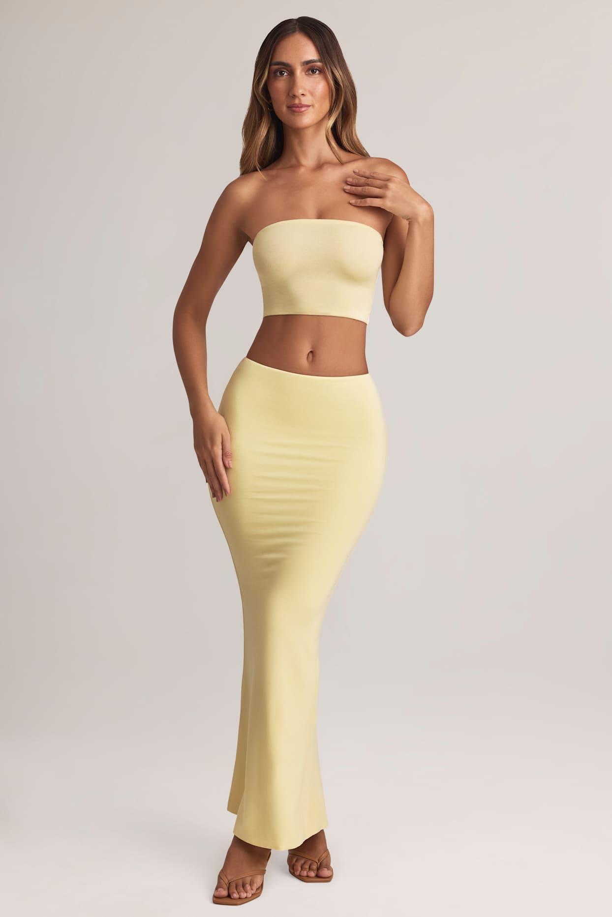 Modal Mid-Rise Maxi Skirt in Lemon Sherbet Product Image