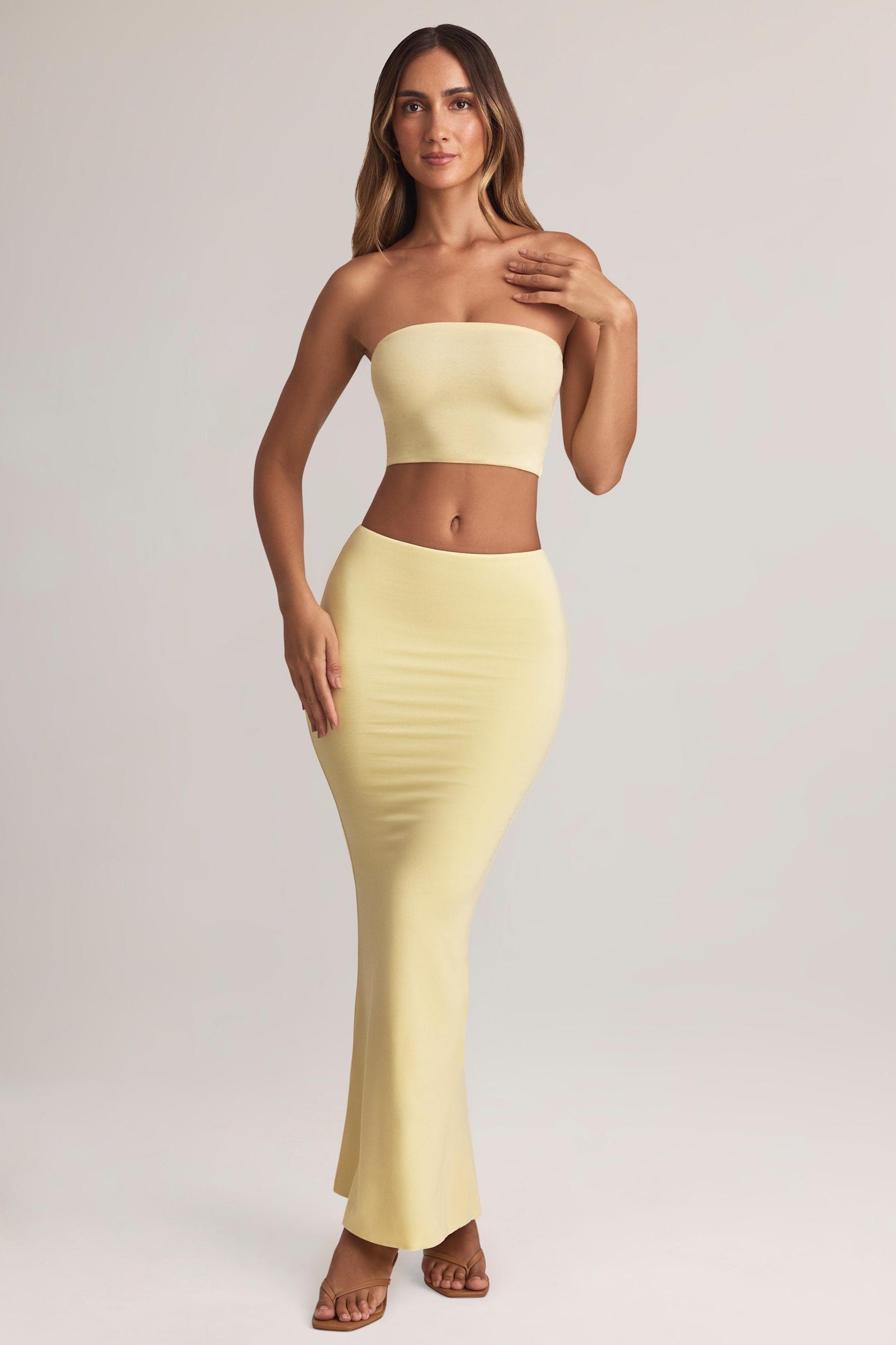 Modal Mid-Rise Maxi Skirt in Lemon Sherbet Product Image