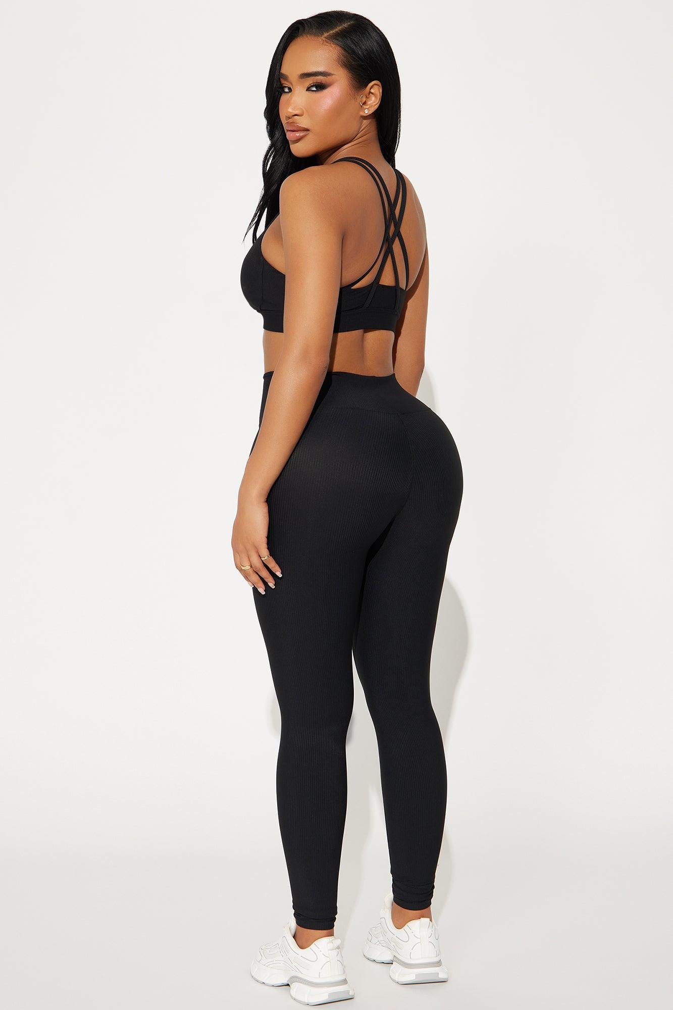 Pace It Ribbed Active Set - Black Product Image
