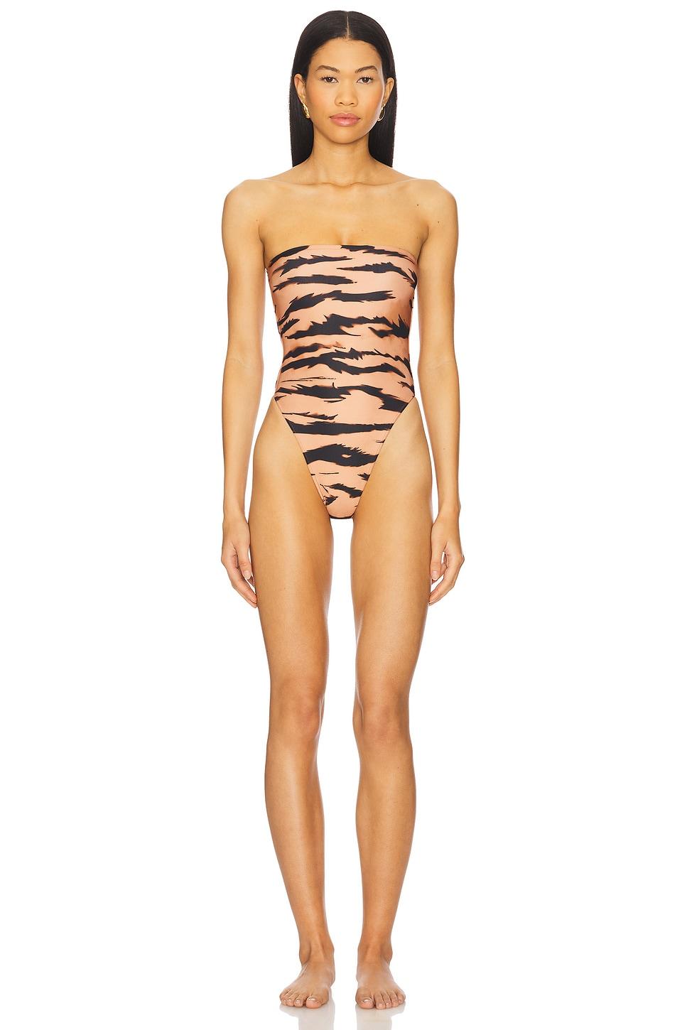 X Sabine Getty High Leg Strapless One Piece Swimsuit ADRIANA DEGREAS Product Image