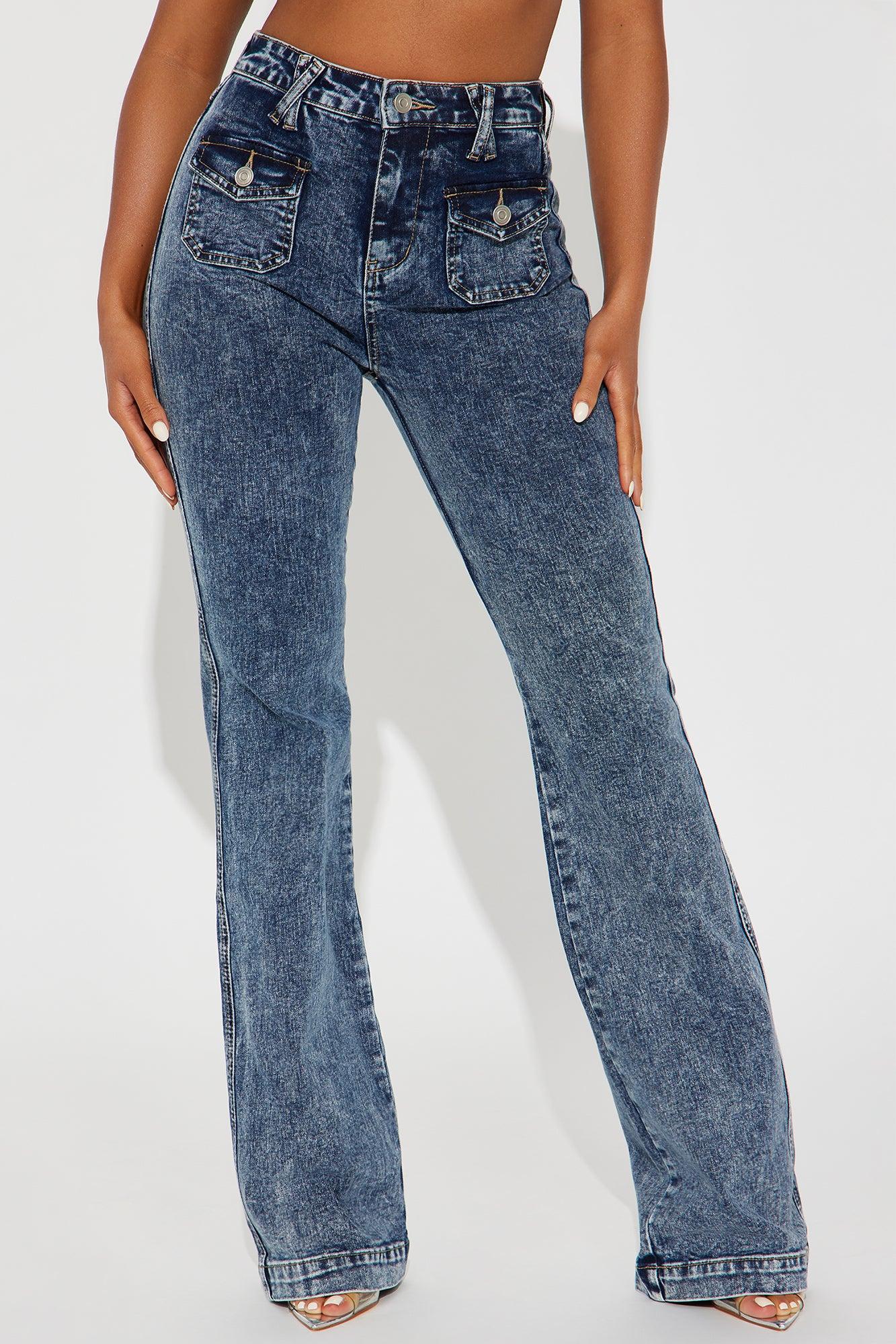 Big Possibilities Stretch Acid Wash Flare Jeans - Acid Wash Product Image