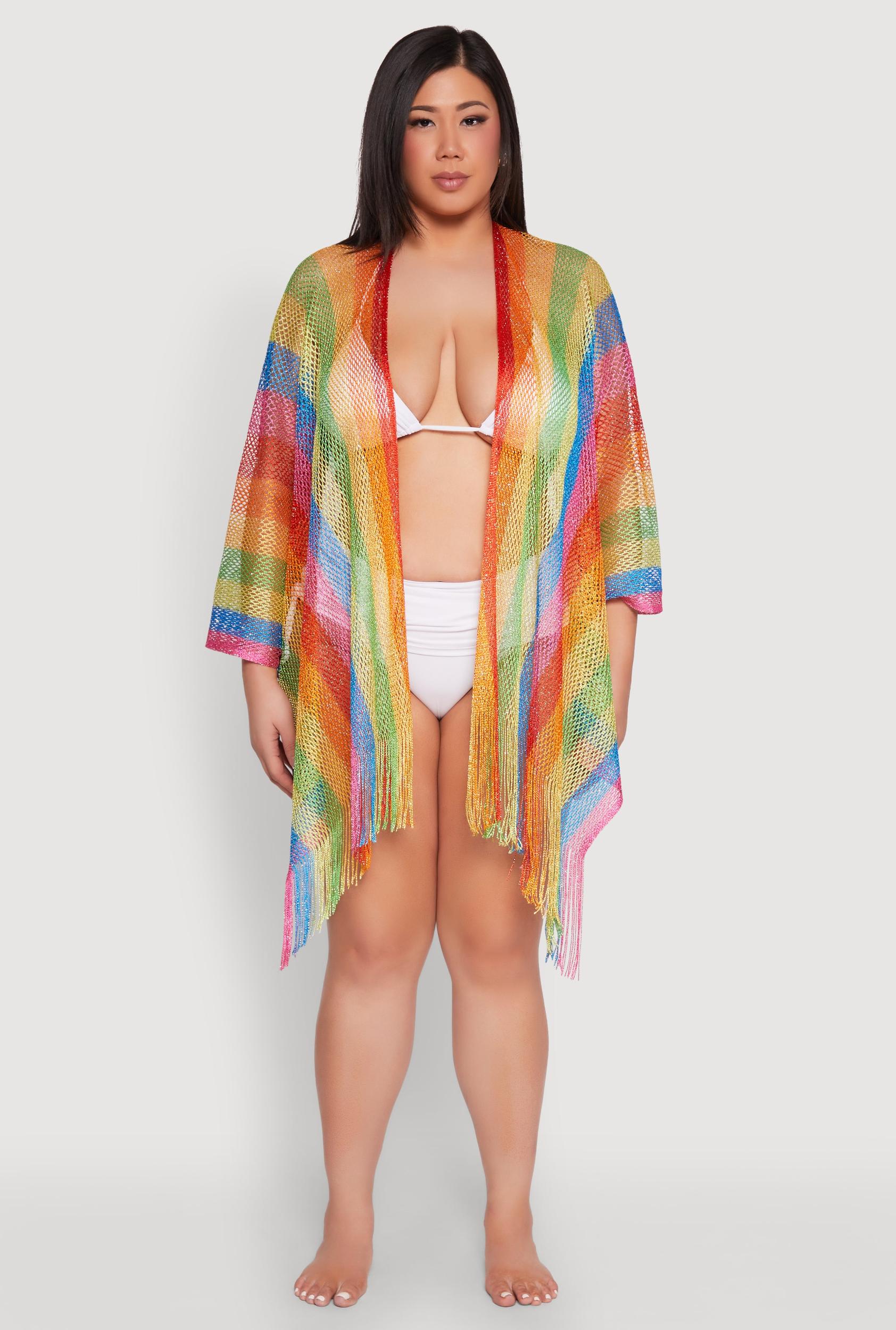 Rainbow Stripe Cover Up Kimono Female Product Image