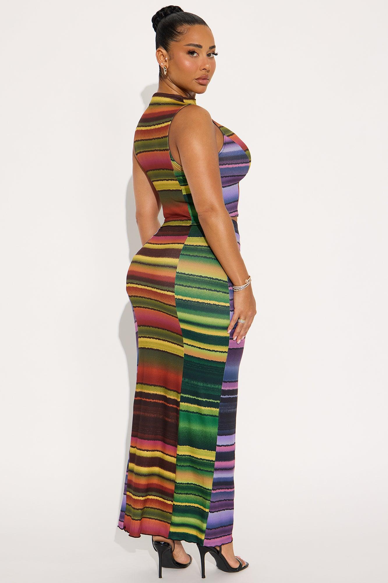 For A Moment Striped Maxi Skirt Set - Multi Color Female Product Image