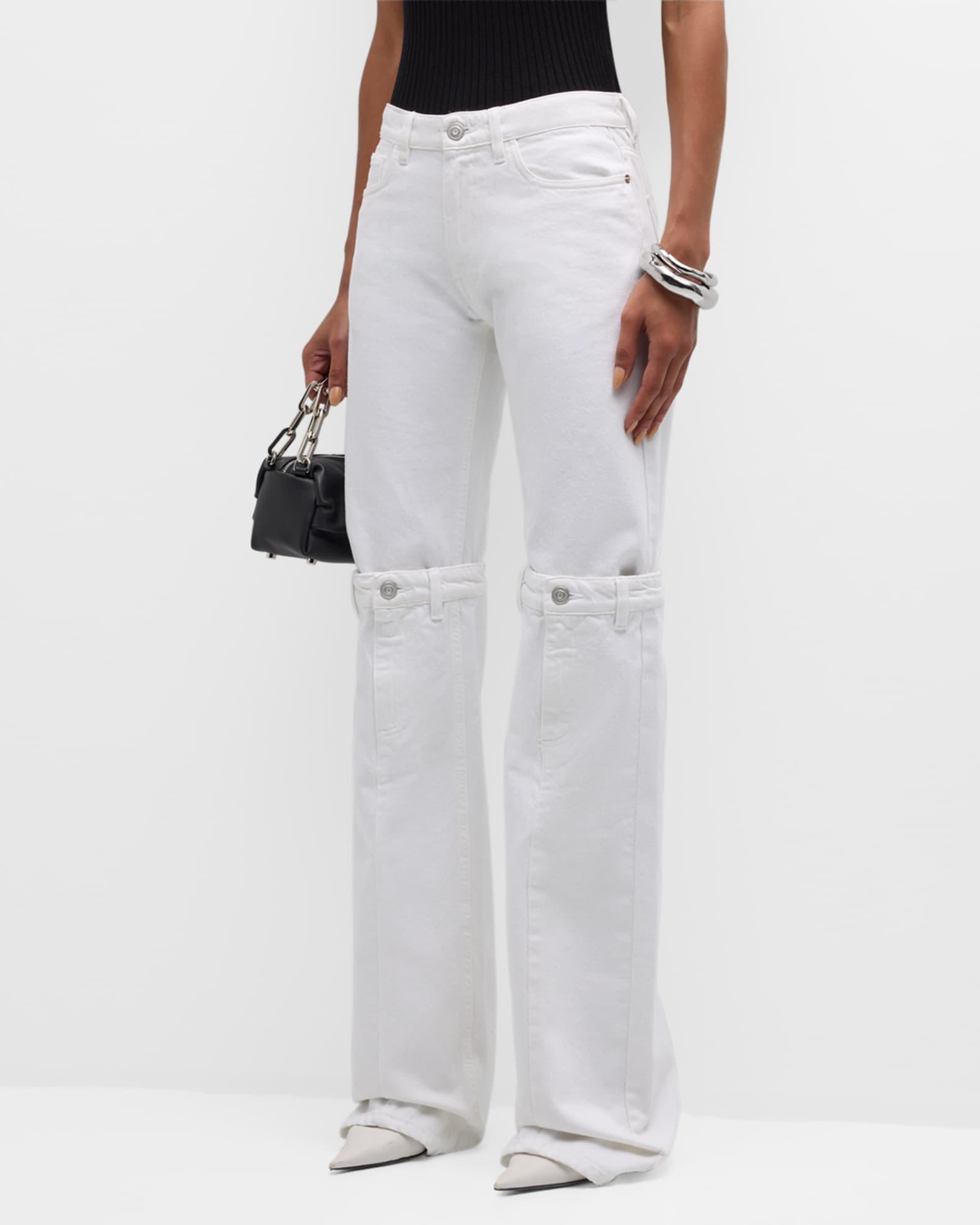 High-Rise Open Knee Flared Jeans Product Image