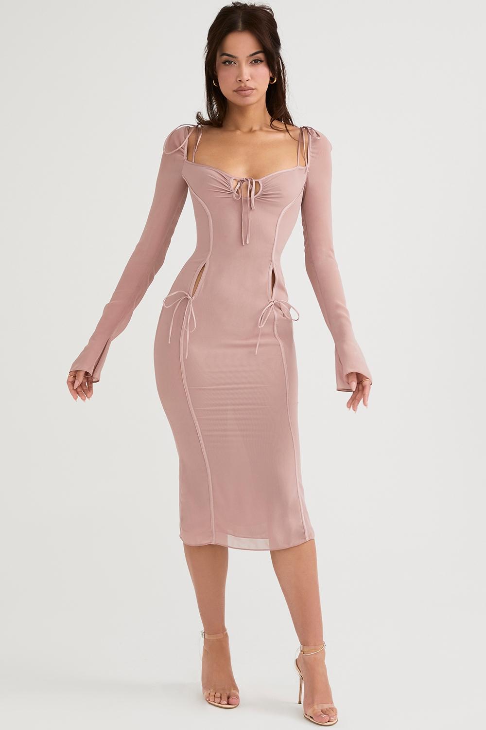 Ophelia  blush cutout midi dress Product Image