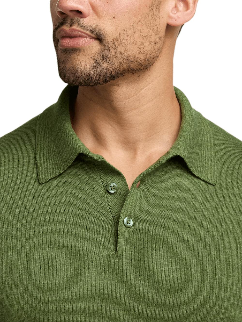 Supima Cotton Three Button Polo - Olive Product Image