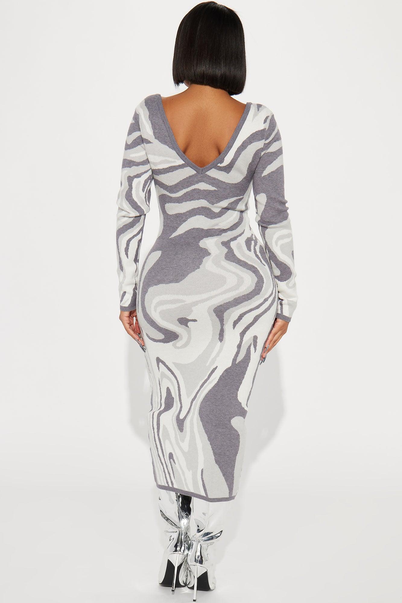 Shayla Sweater Midi Dress - Charcoal/combo Product Image