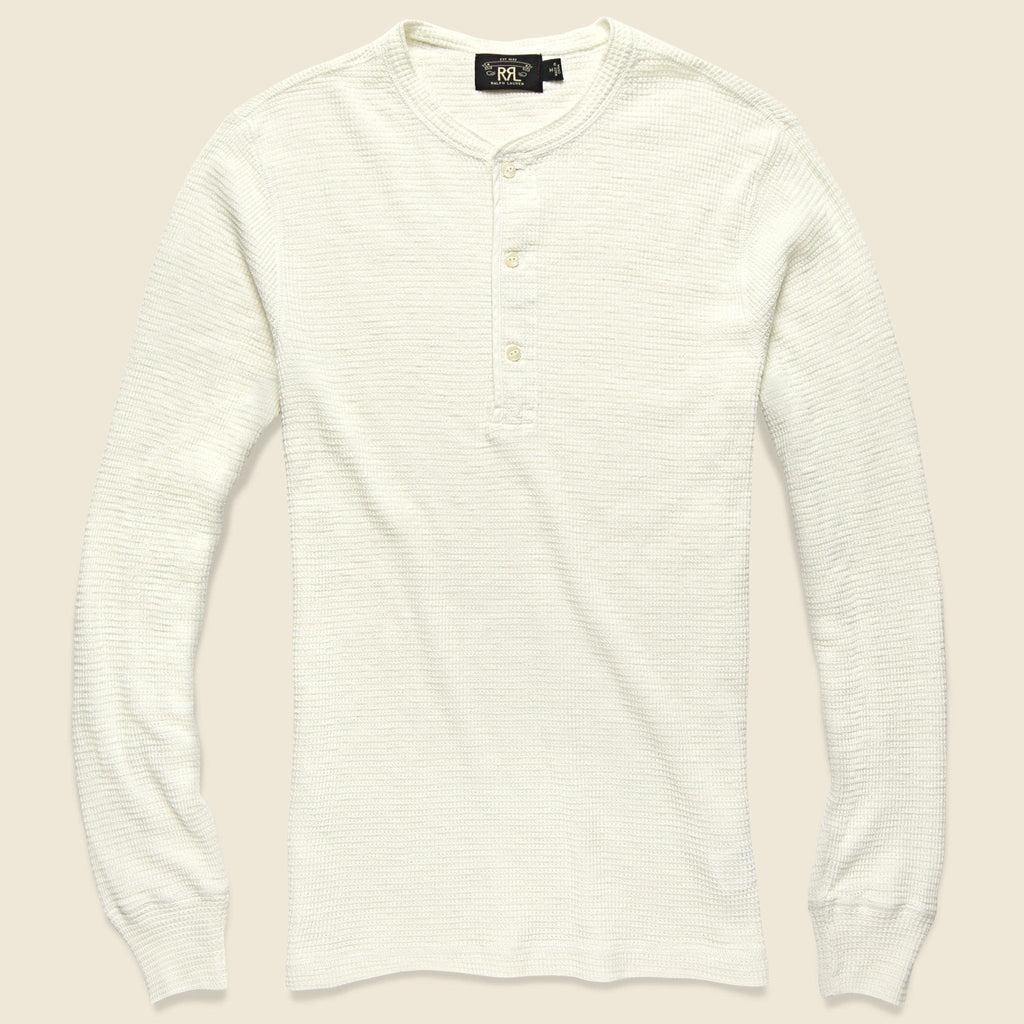 Waffle-Knit Henley - Paper White Product Image