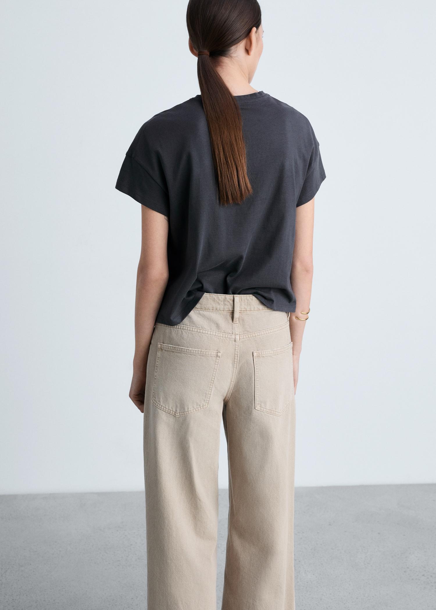 Cotton t-shirt with printed message - Women | MANGO USA Product Image