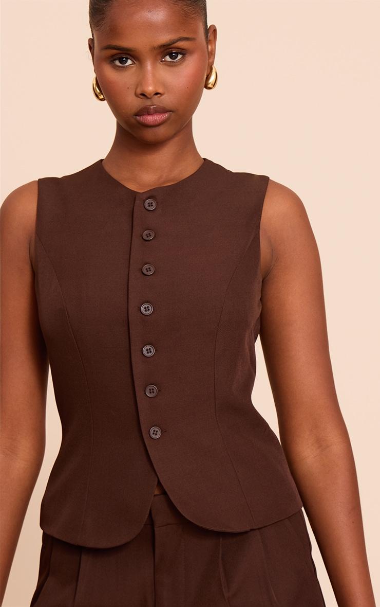 Chocolate Tailored Woven Vest Product Image