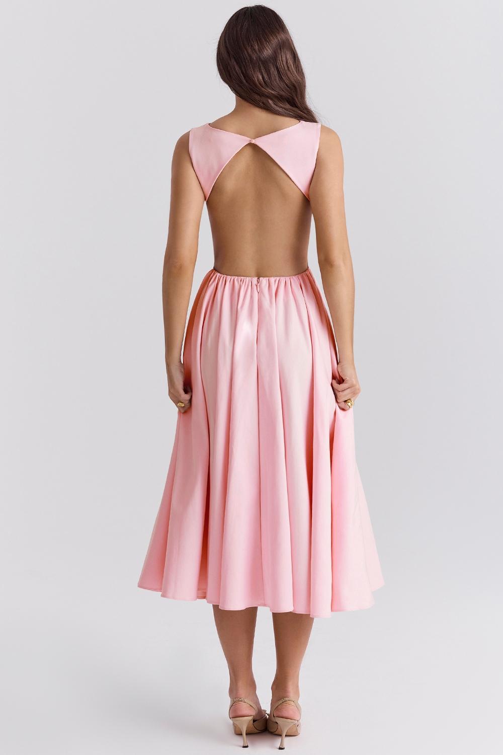 Cindy  ballerina pink twill midi sundress Product Image