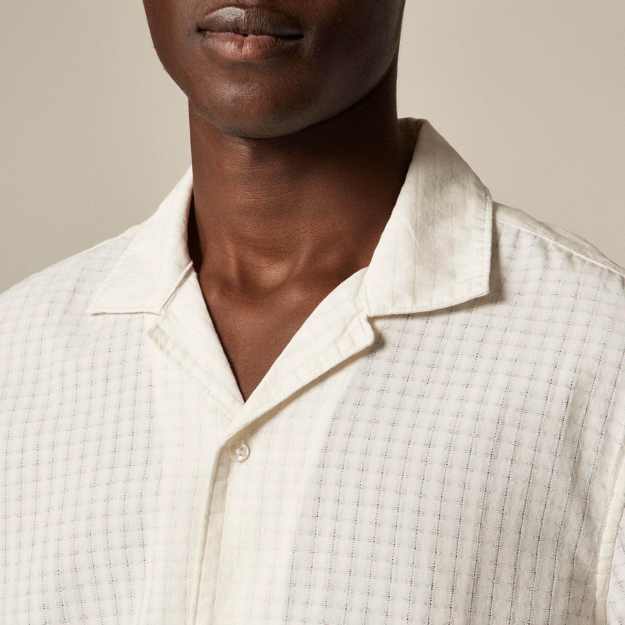 Short-sleeve cotton dobby camp-collar shirt Product Image