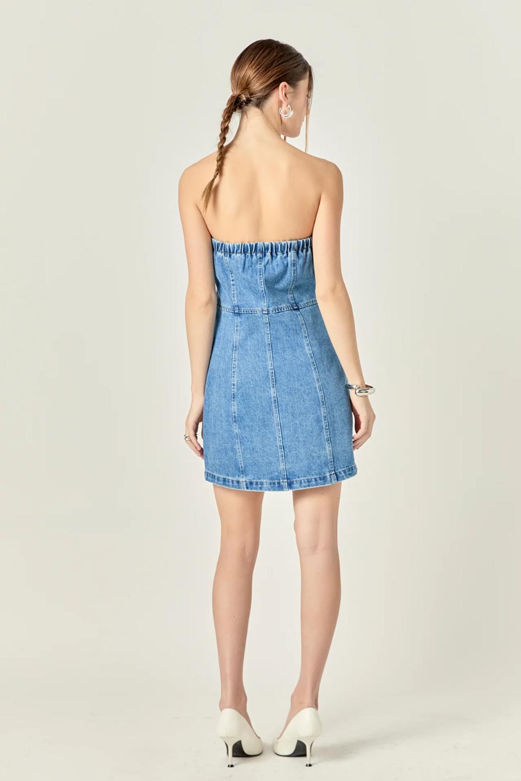 Strapless Denim Mini Dress Product Image