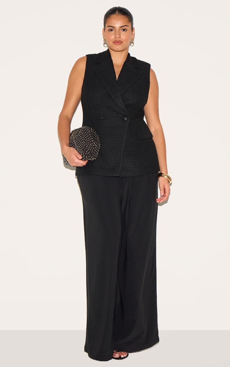 Plus Black Tweed Double Breasted Vest Product Image