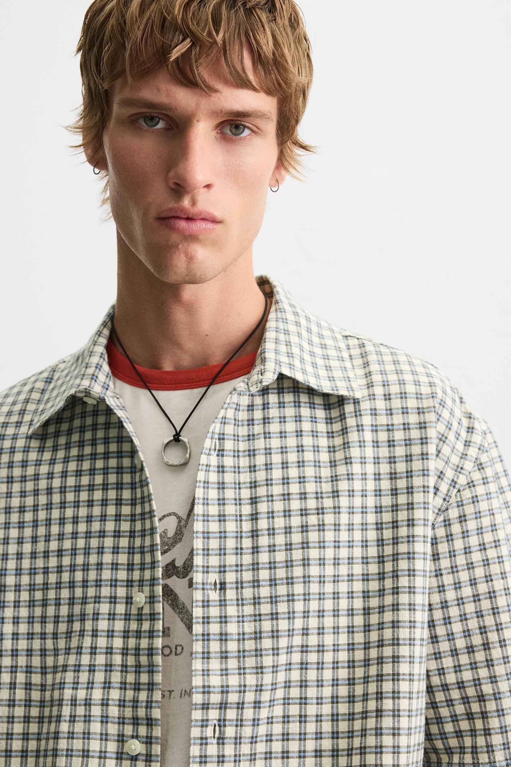 BOXY FIT PLAID SHIRT Product Image