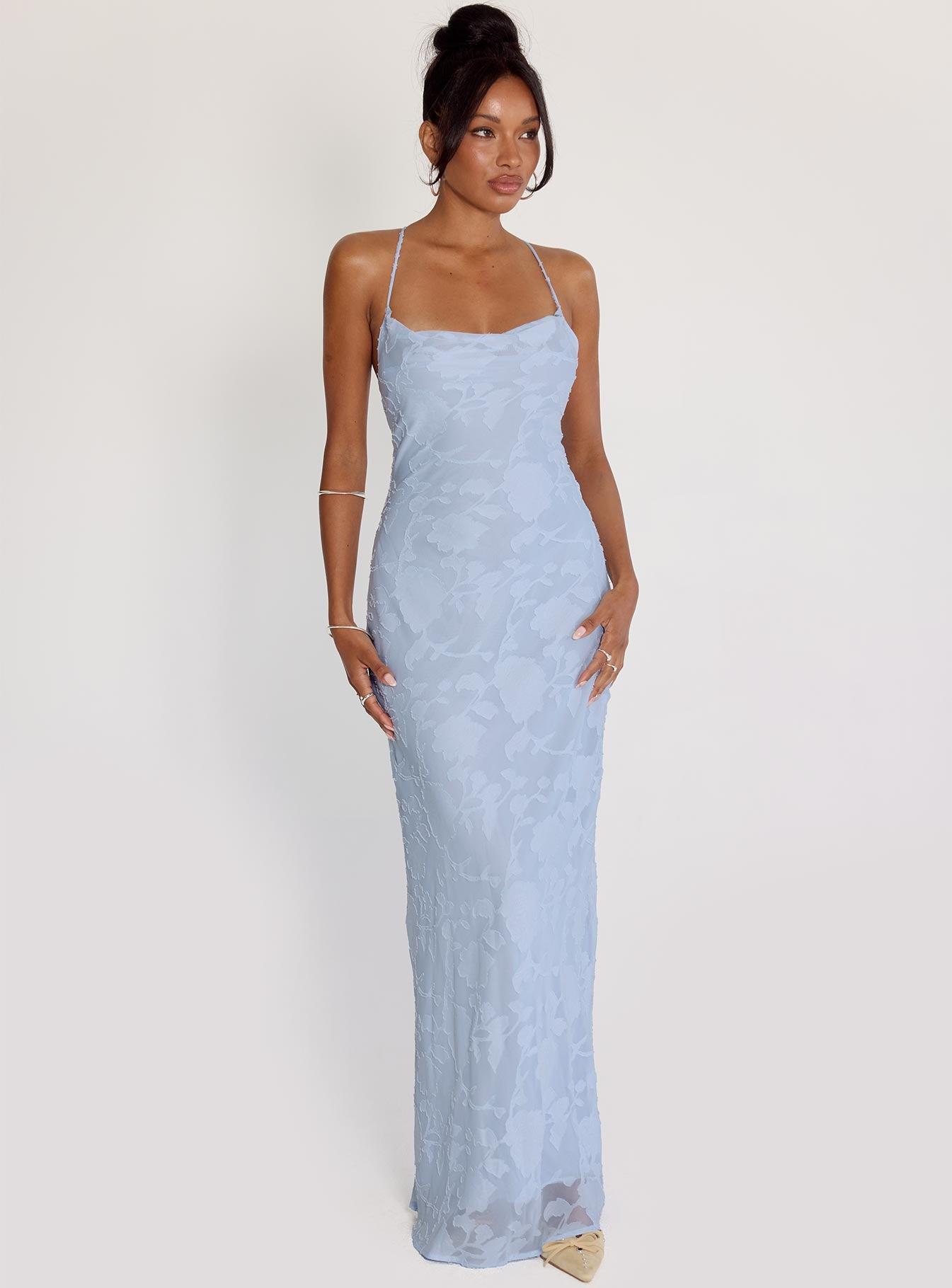 Celena Maxi Dress Blue Burnout Product Image