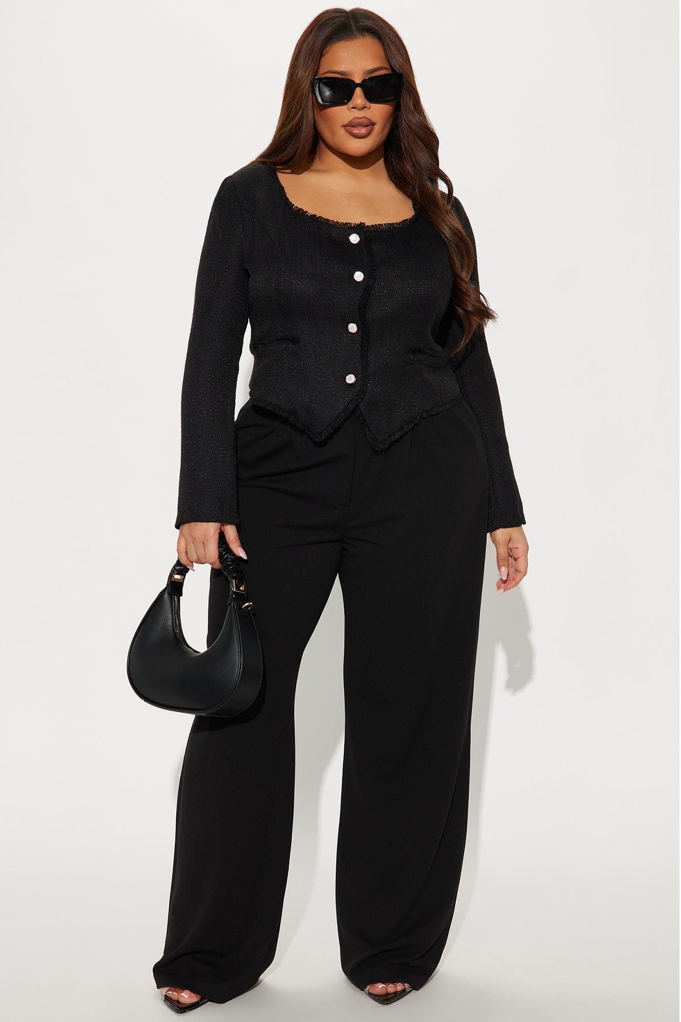 All About Elegance Tweed Top - Black Product Image