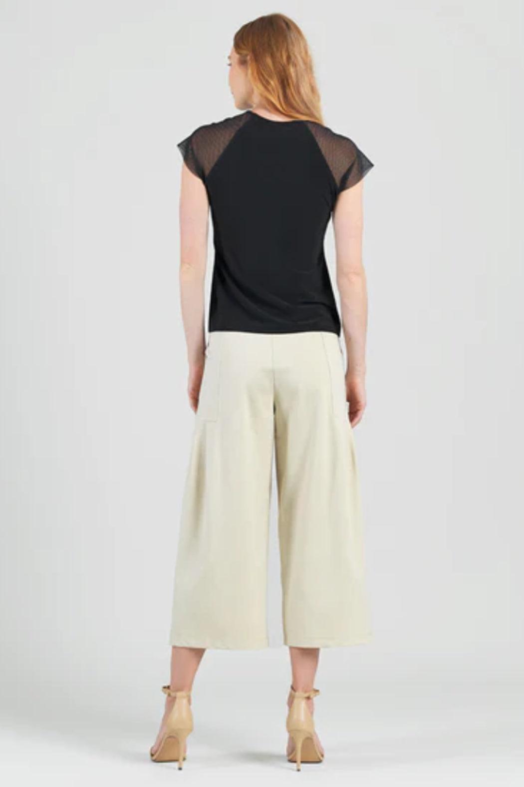 Mesh Cap Sleeve Knit Top Product Image