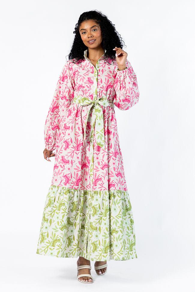 Grow Together Multi Colorblock Floral Midi Dress FINAL SALE Product Image