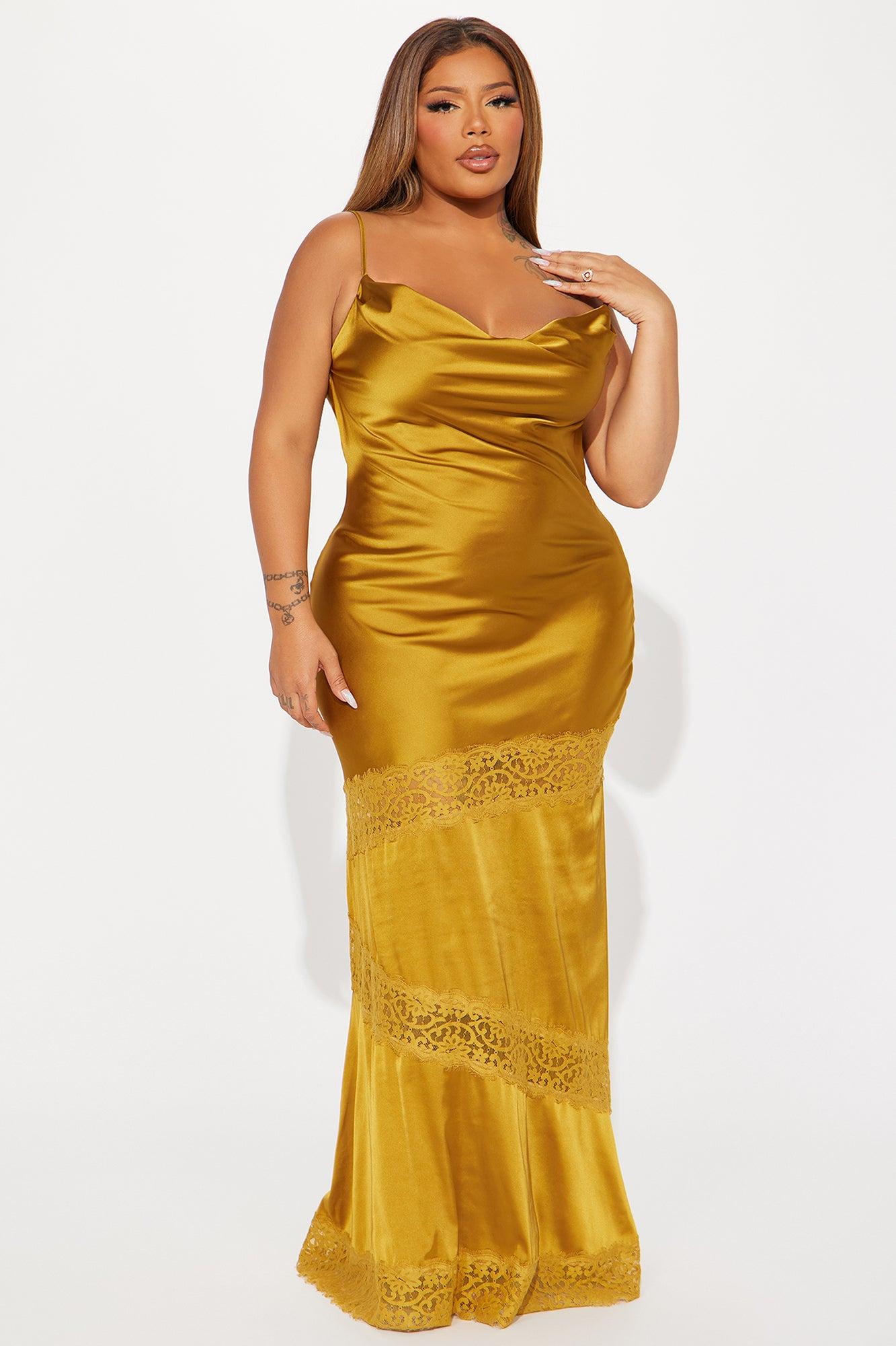 Inside Out Satin Maxi Dress - Gold Product Image