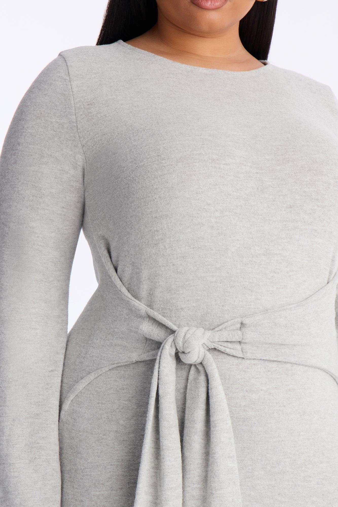 Mariana Long Sleeve Sweater Mini Dress - Grey Female Product Image