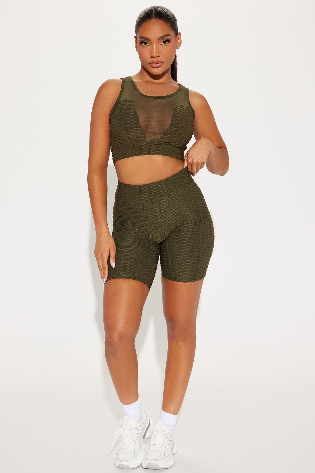 The Best Assets Textured Sports Bra - Olive Product Image