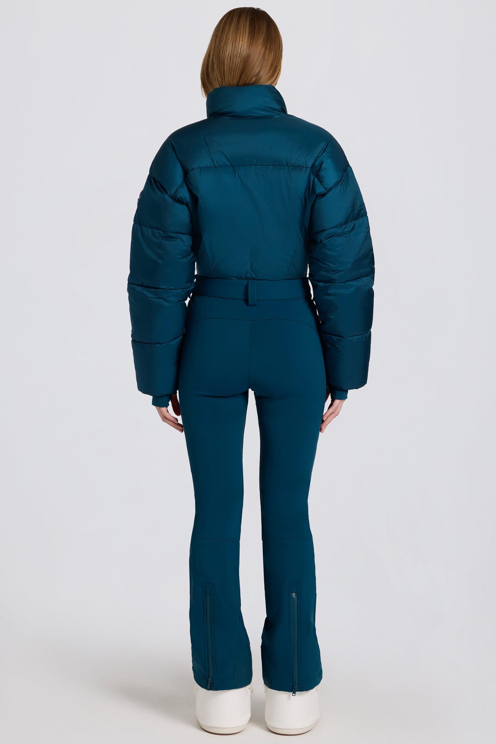 Waterproof Padded Belted Ski Suit in Teal Product Image