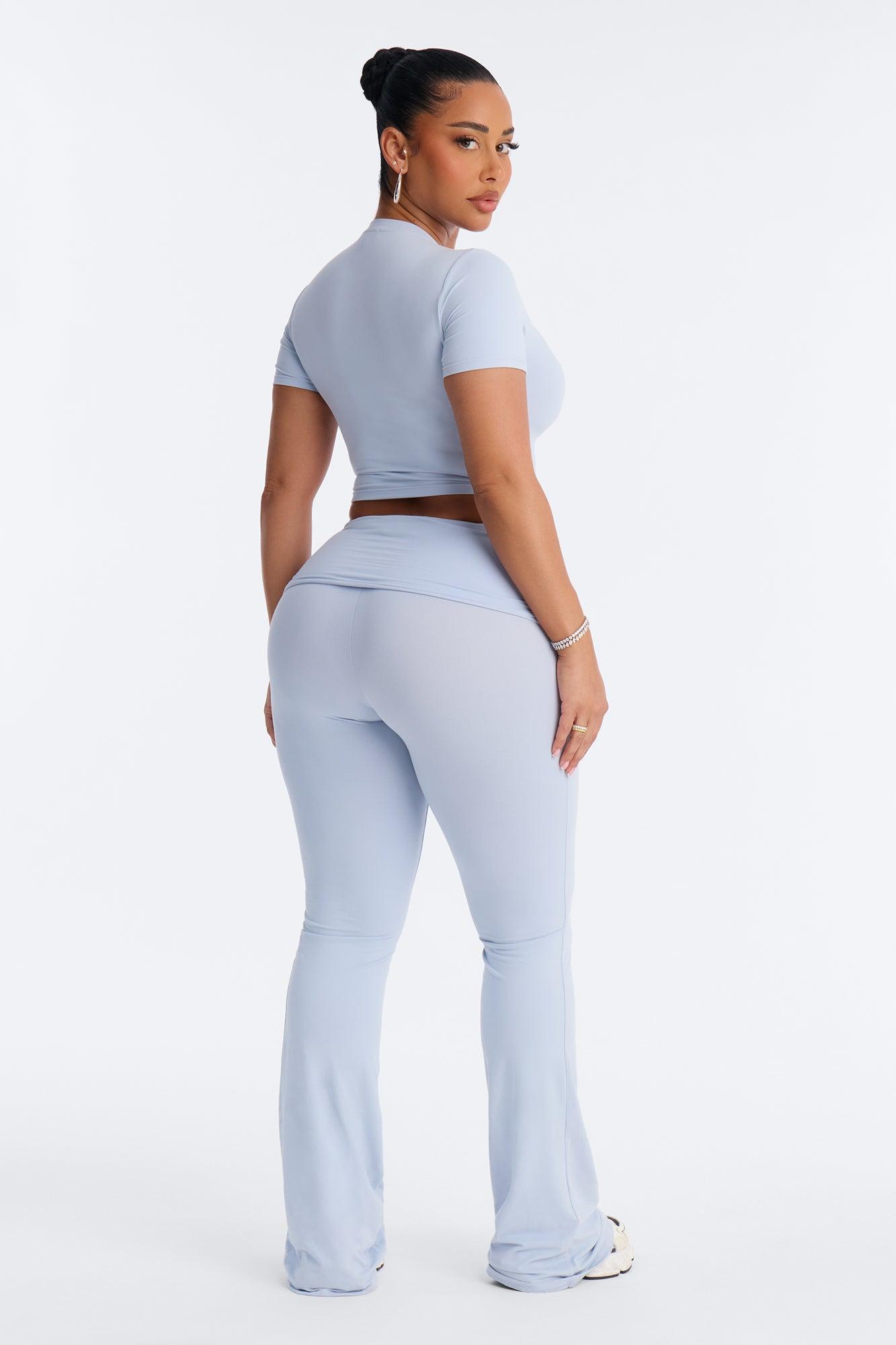 Keeping Up Foldover Waist Pant Set - Blue Female Product Image