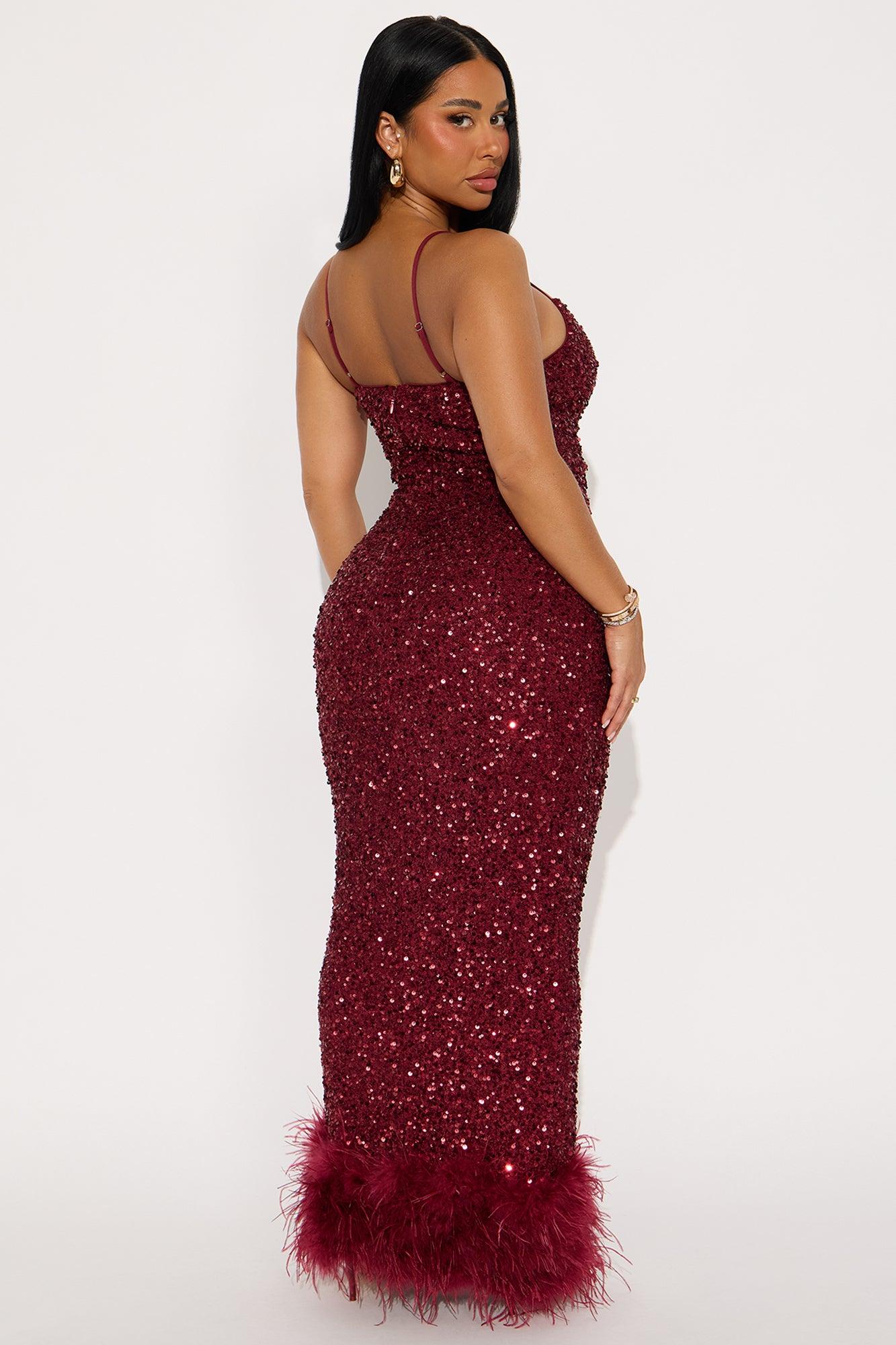 Focus Sequin Maxi Gown Dress - Wine Female Product Image