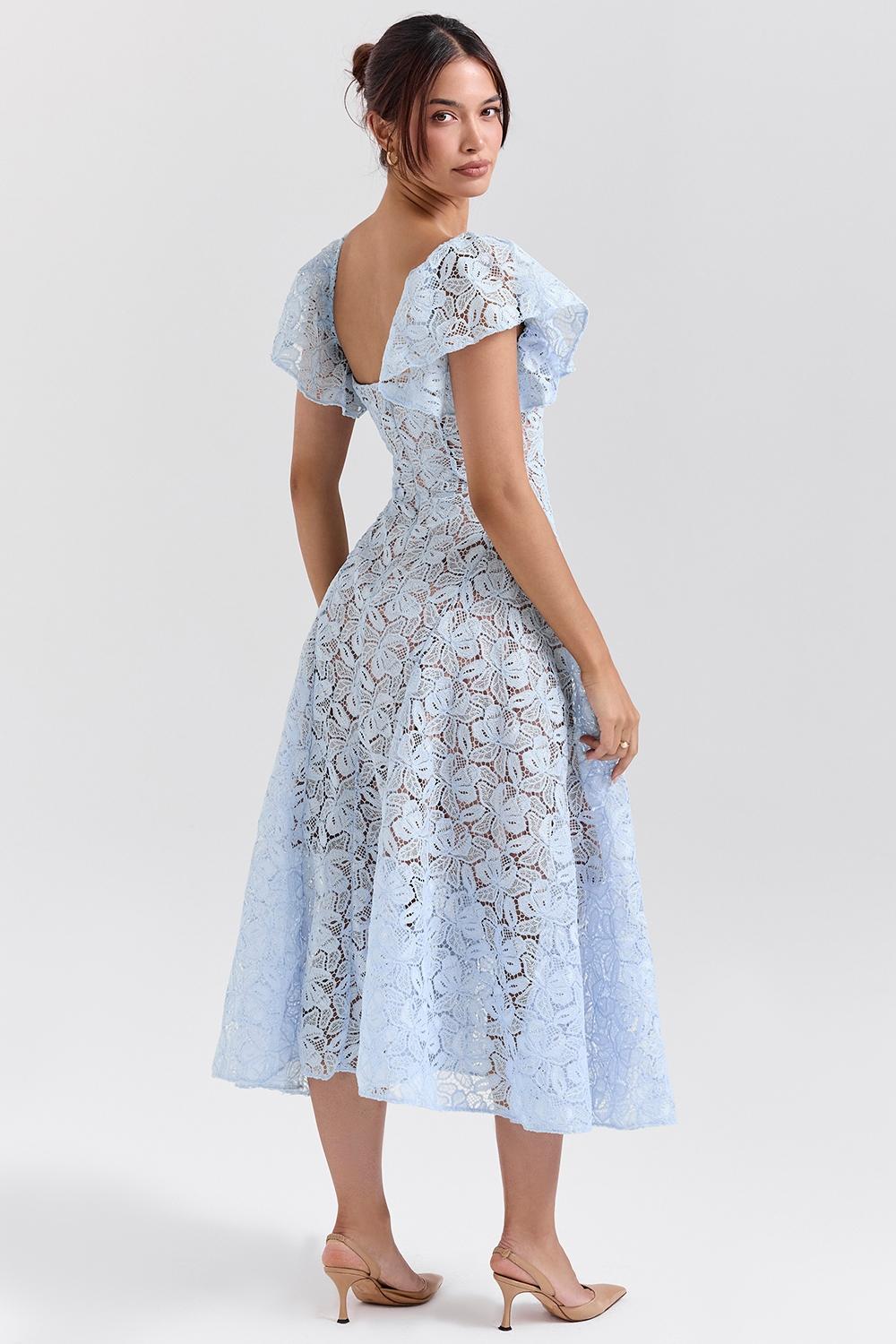 Austen  bluebell floral lace midi dress Product Image