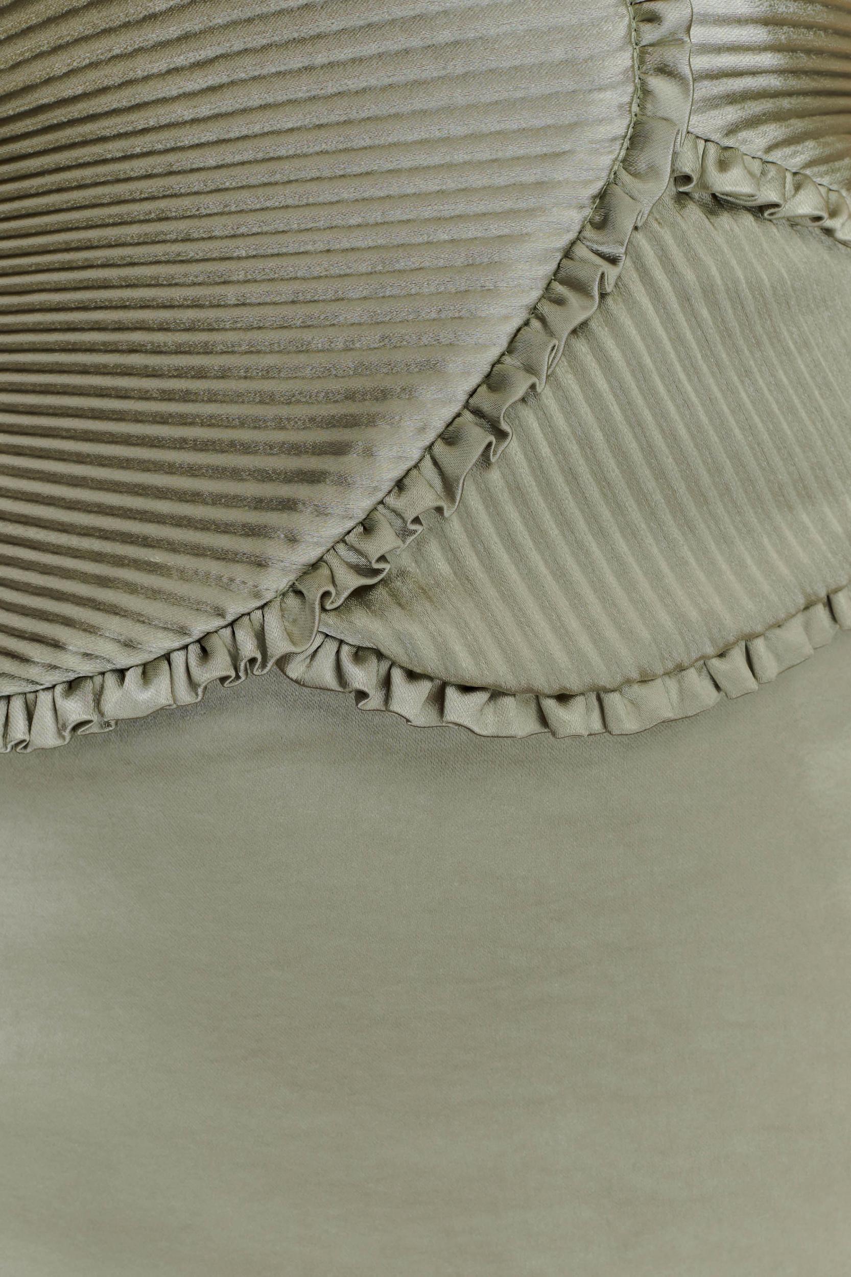 Larissa Satin Maxi Dress With Ruched Petals - Sage Product Image