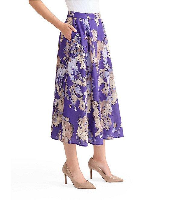 MISOOK Floral Printed Crepe De Chine A-Line Skirt Product Image