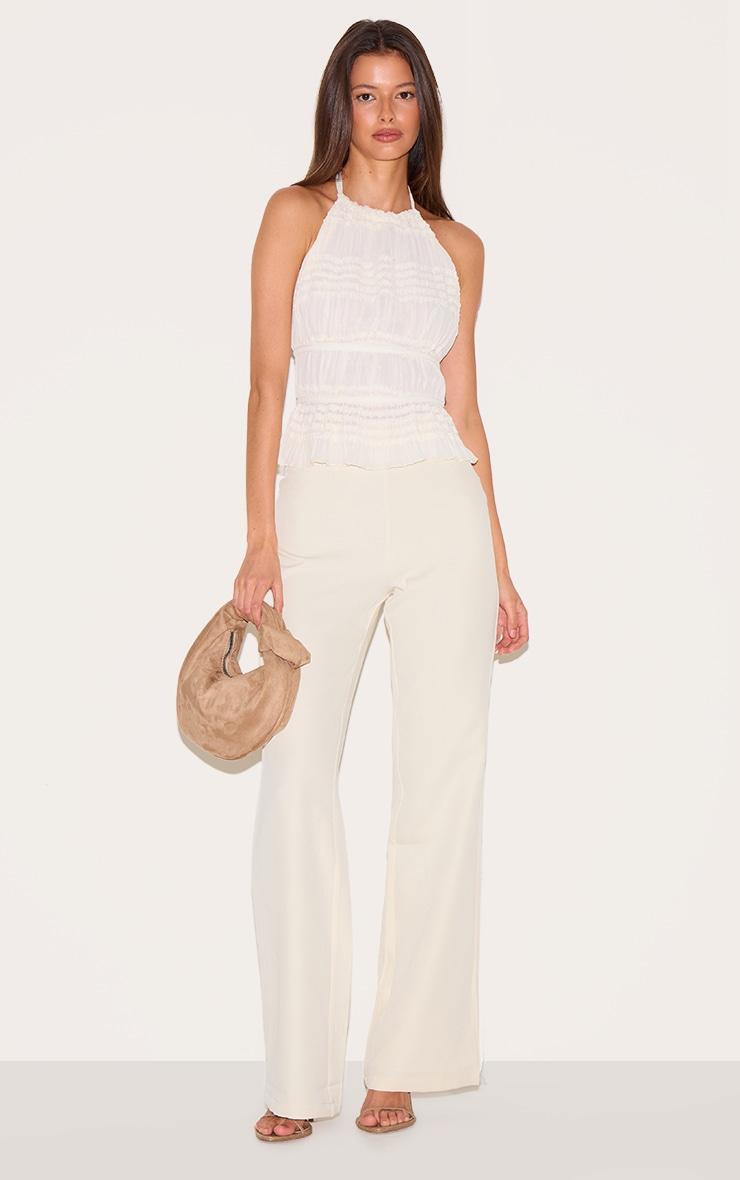 Cream Texture Frill Halter Neck Top Product Image