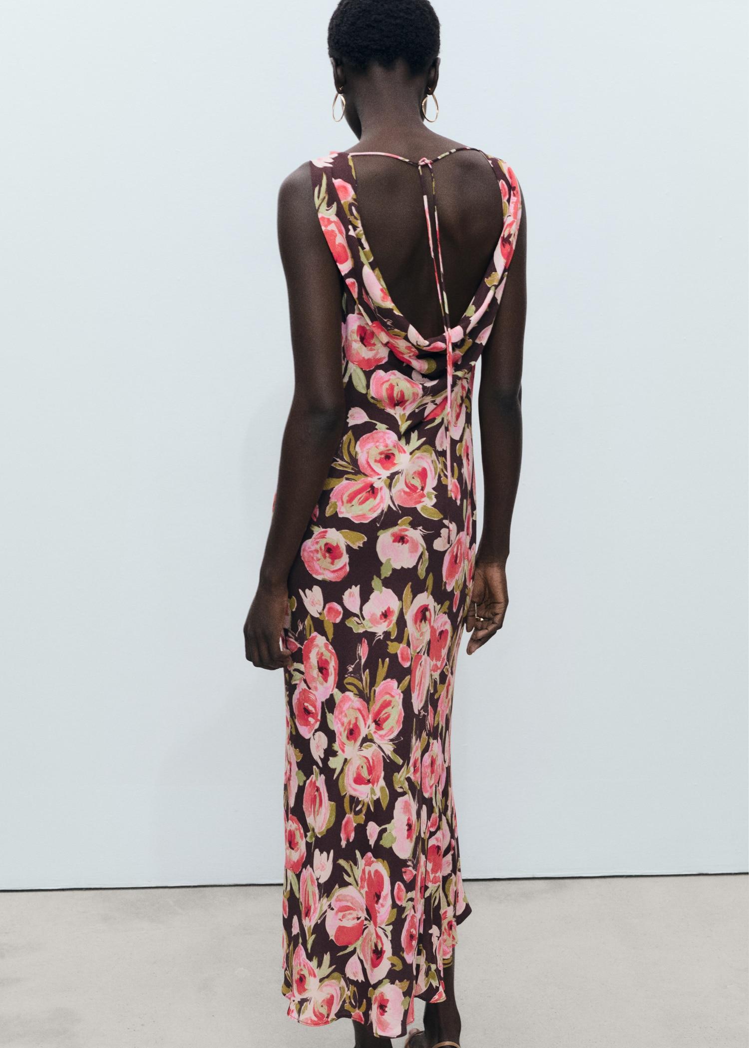 Floral dress with draped neck - Women | MANGO USA Product Image