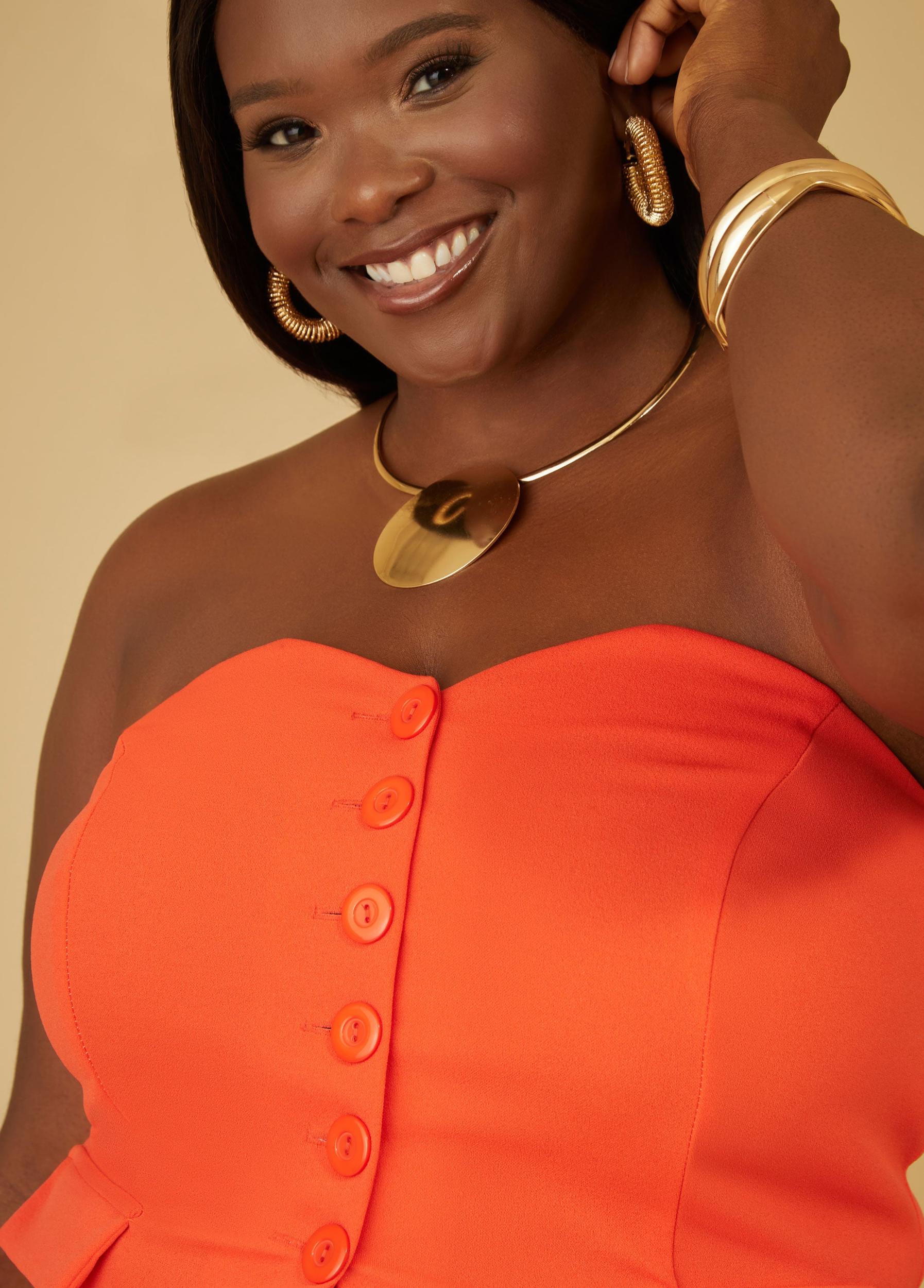 Strapless Buttoned Top Female Product Image