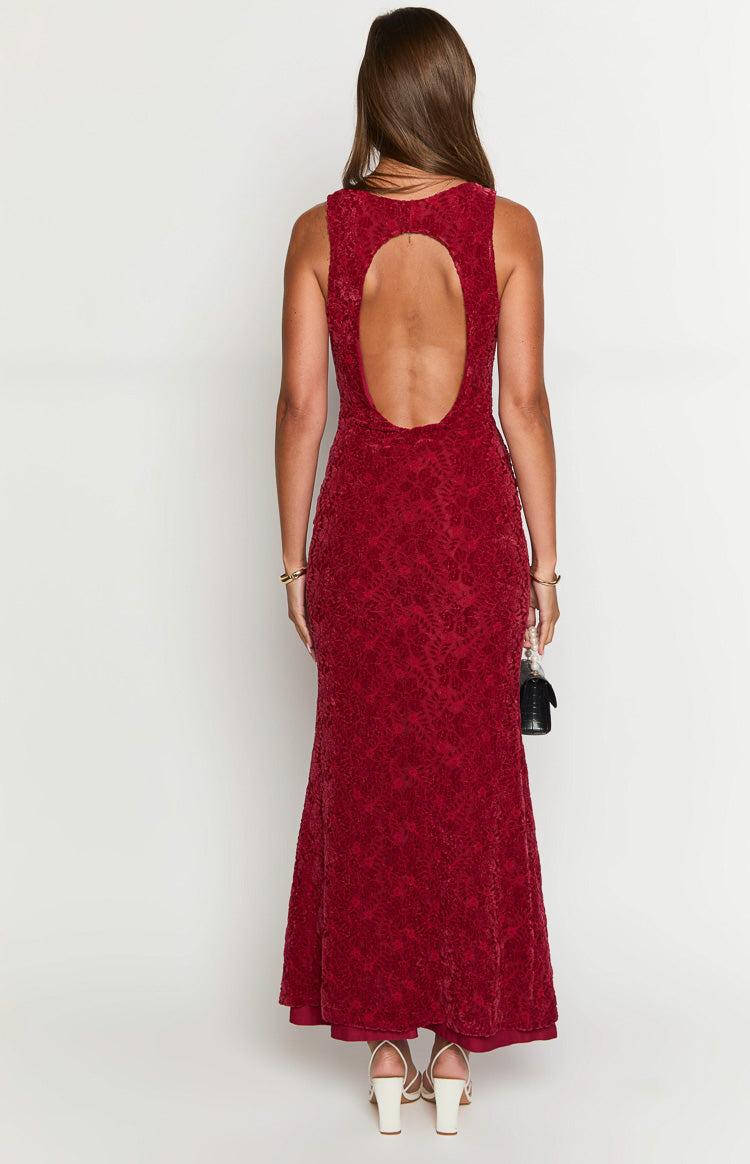 Farida Red Lace Maxi Dress Product Image