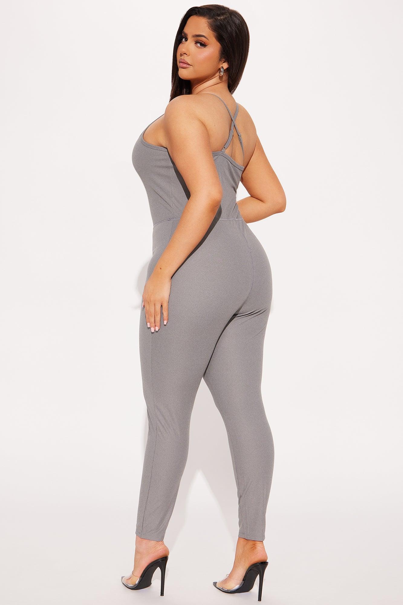 Unbothered Seamless Jumpsuit Set - Heather Grey Product Image