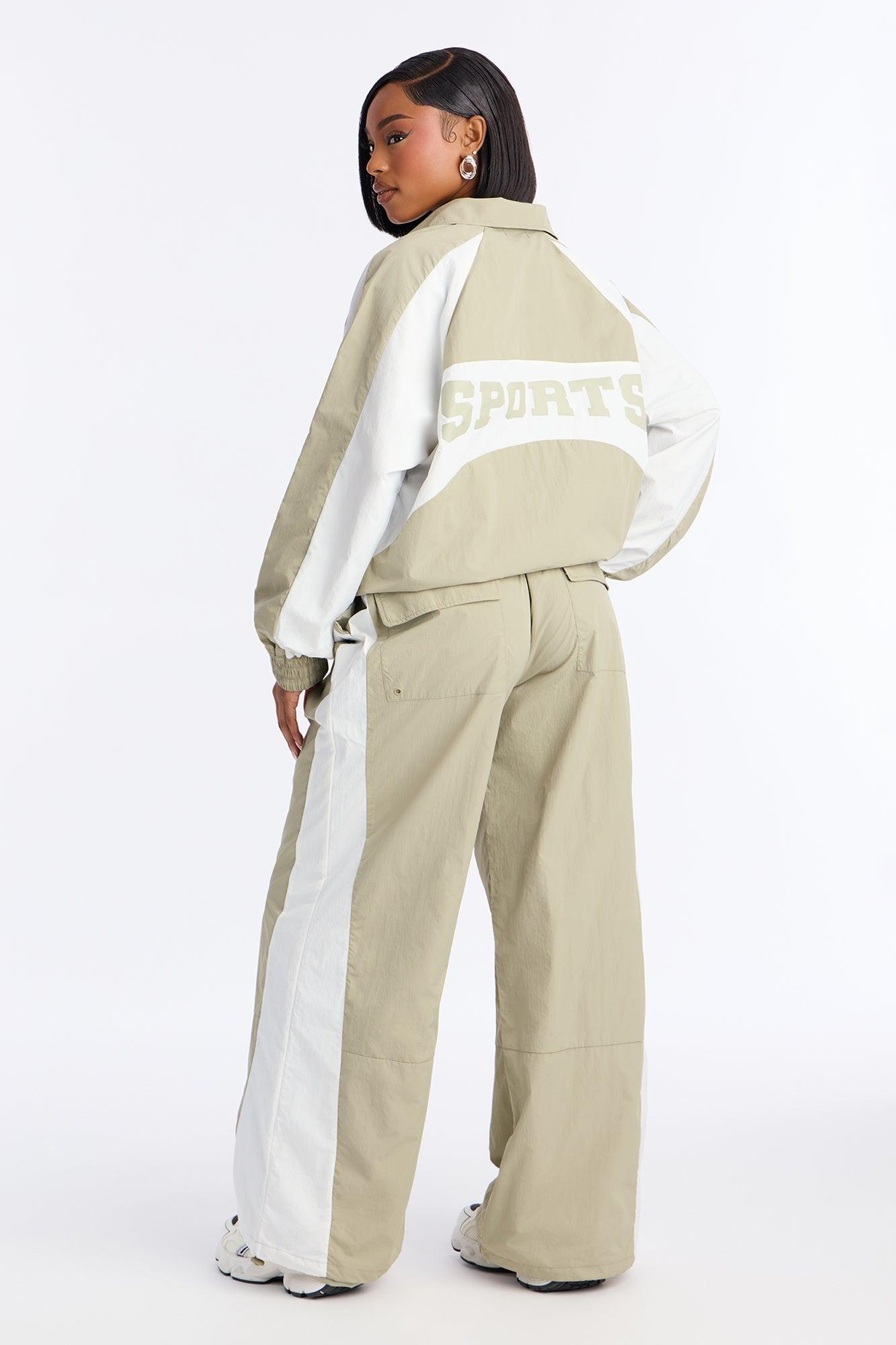 Off The Track Windbreaker Jogger Pant Set - Sage Female Product Image