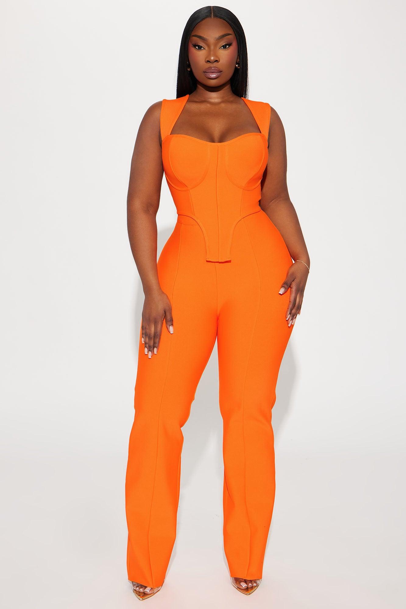 Vibing Out Bandage Pant Set - Orange Product Image
