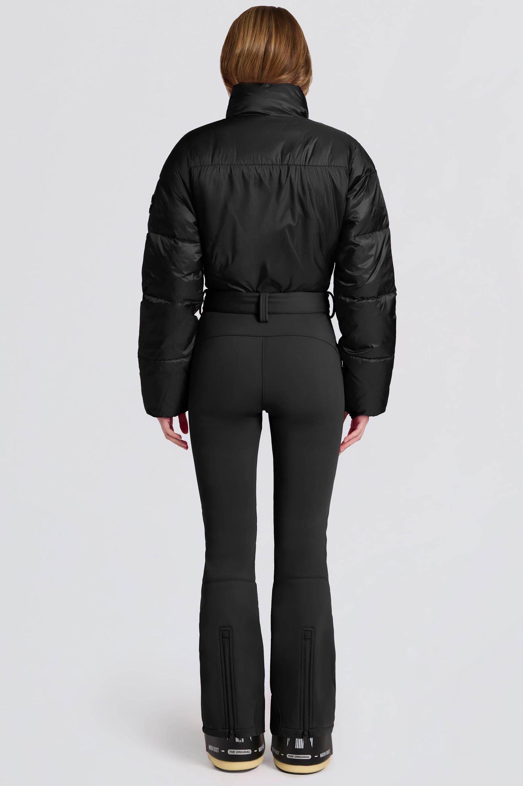 Waterproof Padded Belted Ski Suit in Black Product Image