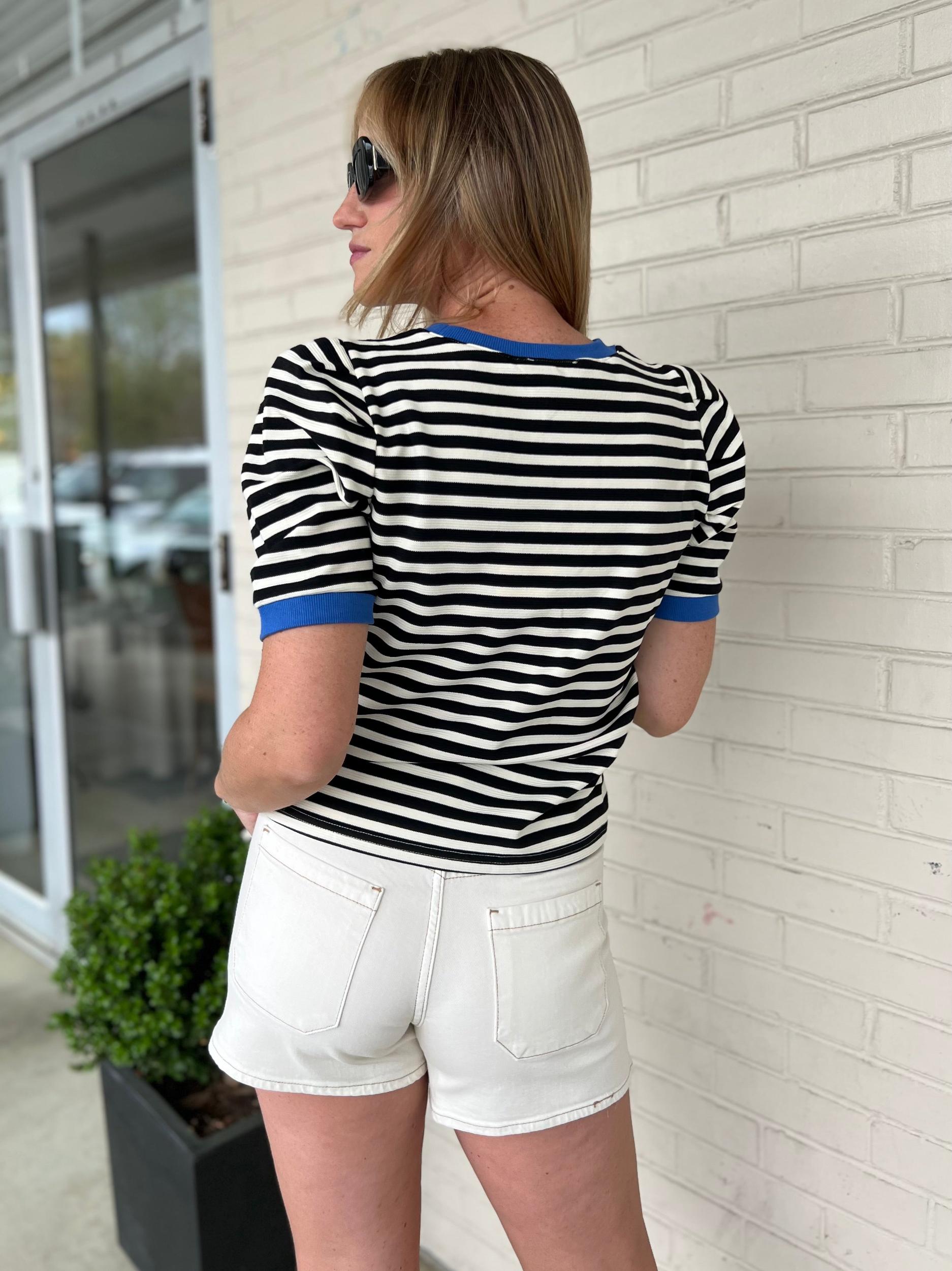 Marie Striped Short Sleeve Top Product Image