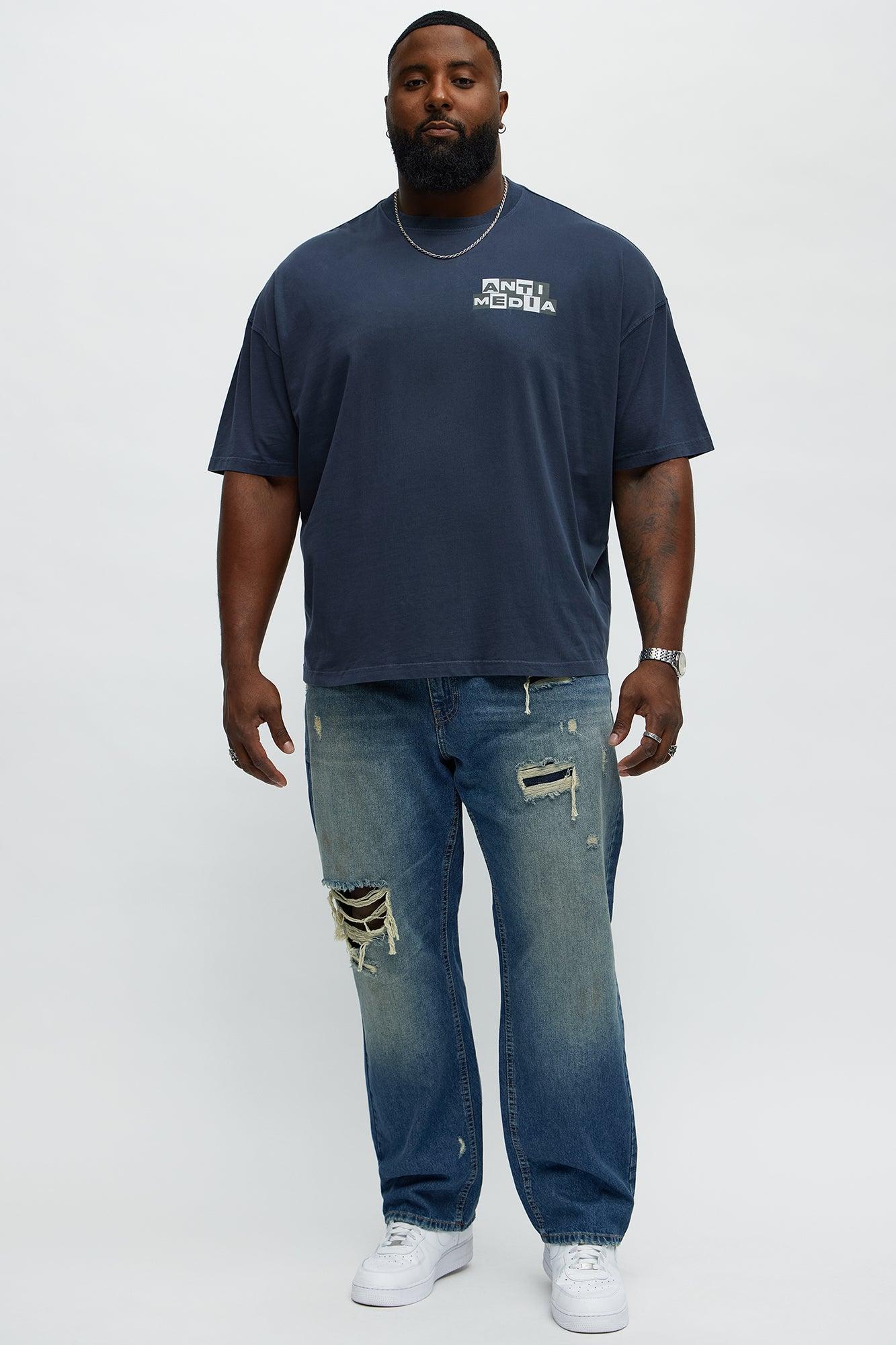 Subversive Distressed Slim Jeans - Medium Blue Wash Male Product Image