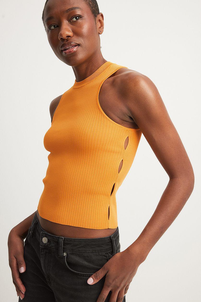 Fine Knitted Cut Out Detailed Crop Top Product Image