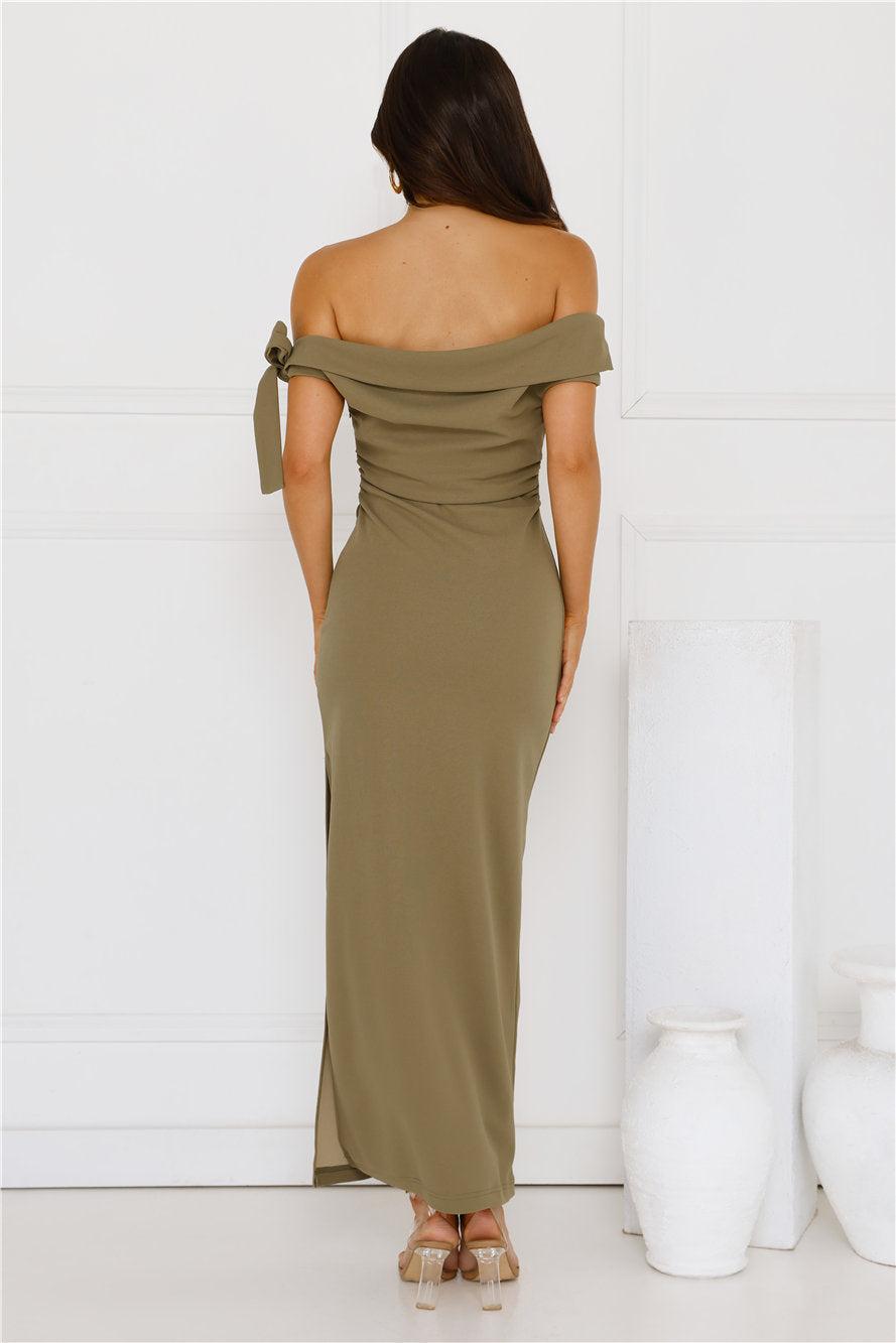 The Luxe Party Maxi Dress Olive Product Image