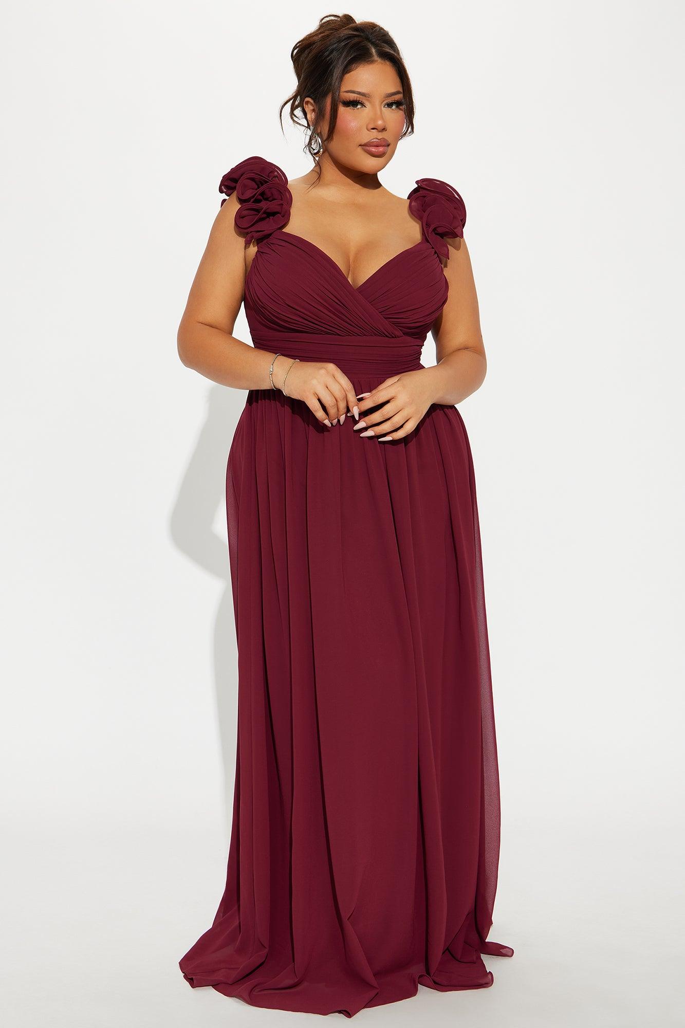 Valerie Chiffon Maxi Dress - Wine Product Image