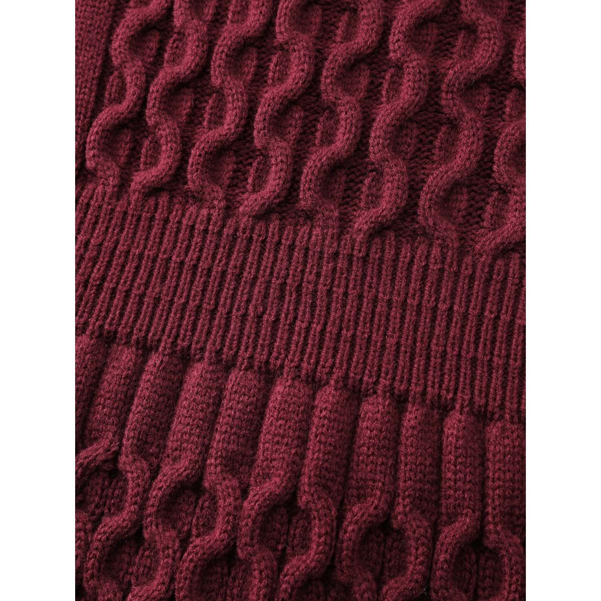 Plus Size Cable Knit Textured Cut-Out Sweater Dress Deepred Women Timeless Bodycon Long Sleeve Elegant Sweater Dresses BloomChic 14-16/1X Product Image