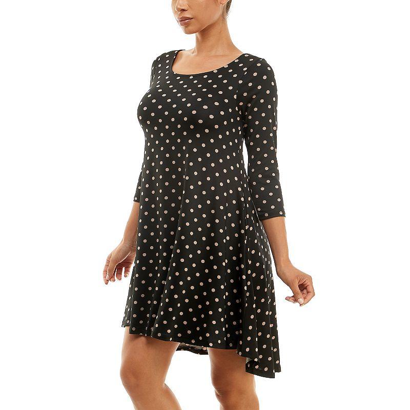 Women's Nina Leonard 3/4 Sleeve High-Low Trapeze Dress,  Product Image